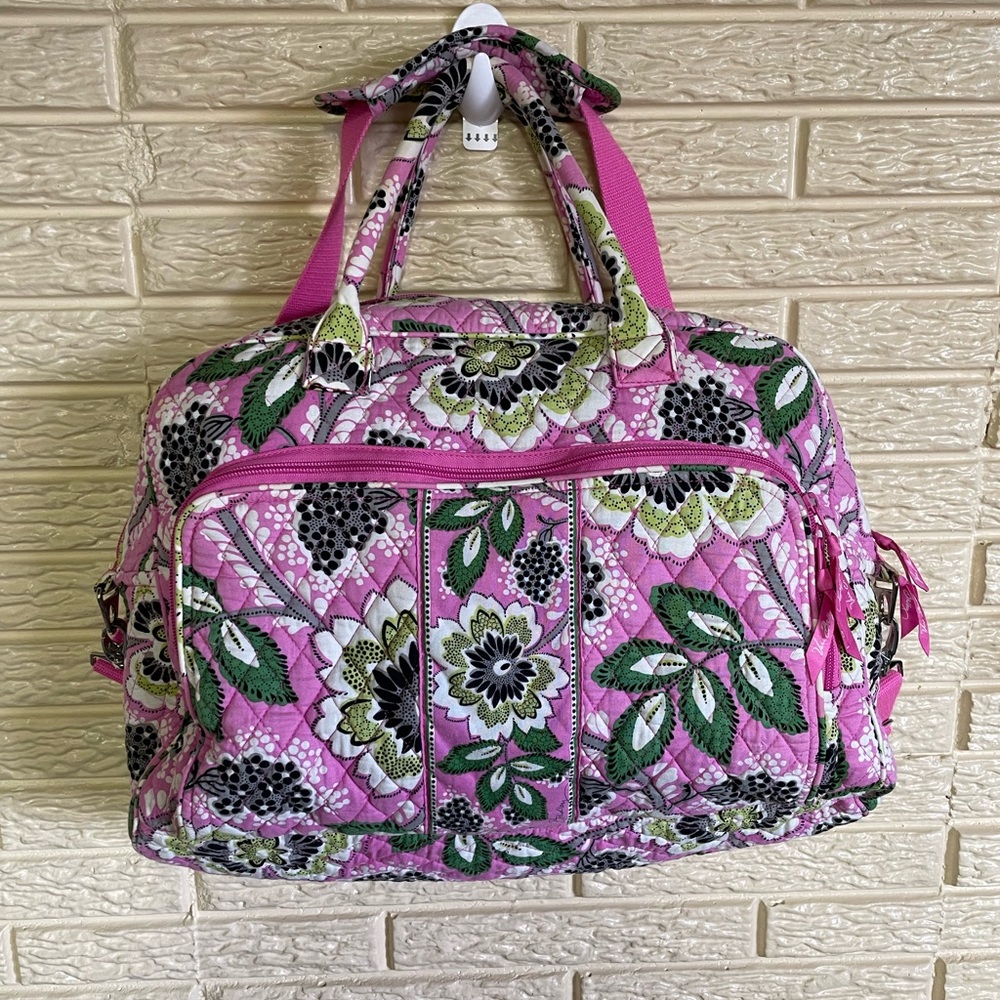 Vera Bradley Priscilla Pink Weekender w/Curling Iron storage bag included